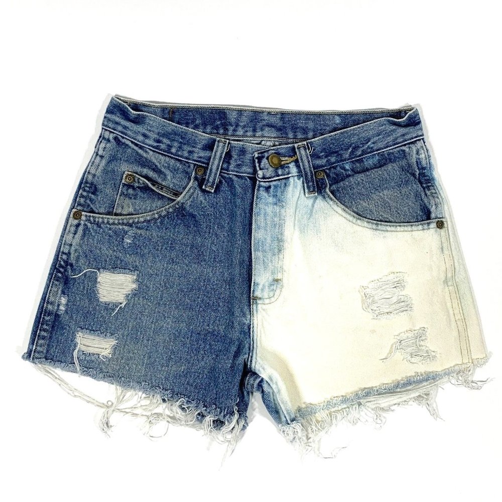 Vintage Wrangler Custom Distressed Cut-Off Mid Rise Denim Jean Shorts Sz 29